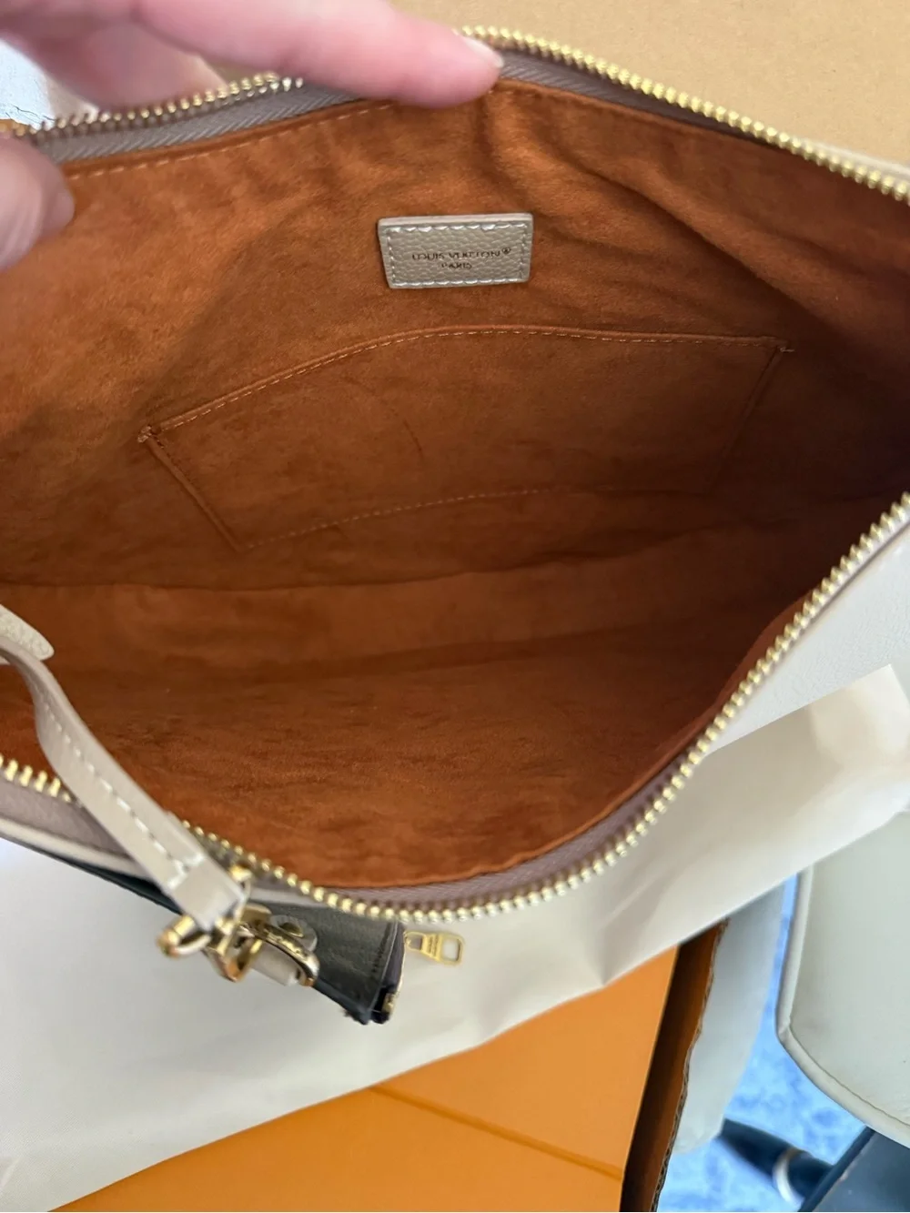 Light Cream “cookie” Crescent Shoulder Bag